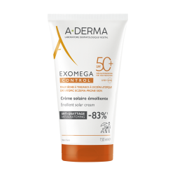 A-Derma - Exomega Control Emollient solar cream SPF50+ Αντηλιακό Προσώπου και Σώματος  για Ατοπικό Δέρμα - 150ml
