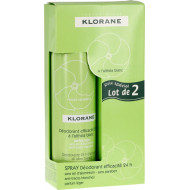 Klorane - Deodorant Efficacite 24h Αποσμητικό Σπρέι 24ωρης Δράσης με Λευκή Αλθέα - 2x125ml