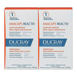 Ducray - Anacaps Reactiv Συμπλήρωμα Διατροφής για Τριχόπτωση, Υγιή μαλλιά και νύχια (-30% στο 2° προϊόν) - 2x30 caps