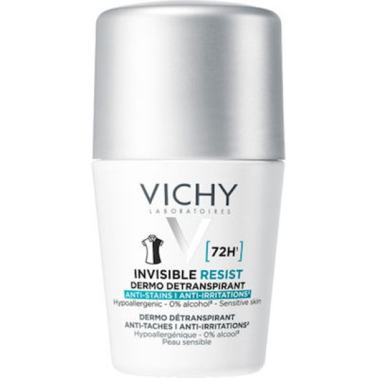 Vichy - Deodorant 72h Invisible Resist Γυναικείο Αόρατο Αποσμητικό Κατά των Λεκέδων των Ερεθισμών και της Έντονης Εφίδρωσης - 50ml