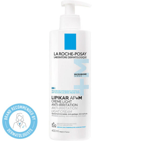 La Roche Posay - Lipikar AP+M Anti Irritation Light Cream Ελαφρύ Βalm Άμεσης Καταπράυνσης για Ξηρό / Ατοπικό ή Αλλεργικό Δέρμα - 400ml