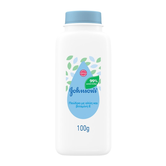 Johnson's - Aloe & Vitamin E Powder Πούδρα με Αλόη & Βιταμίνη E για Αίσθηση Ανακούφισης & Φρεσκάδας της Επιδερμίδας - 100gr