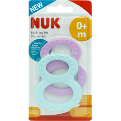 NUK - Teether Set Δακτύλιος Οδοντοφυϊας 0Μ+ Ροζ-Πράσινο - 2 Τεμάχια