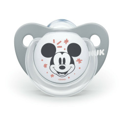 Nuk - Disney baby Mickey white Ορθοδοντική πιπίλα σιλικόνης με κρίκο & θήκη 6-18m (Λευκό χρώμα) - 1τμχ