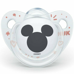 Nuk - Disney baby Mickey white Ορθοδοντική πιπίλα σιλικόνης με κρίκο & θήκη 6-18m (Λευκό χρώμα) - 1τμχ