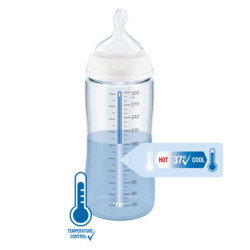 Nuk - First Choice Τemperature Control Πλαστικό Μπιμπερό Κατά των Κολικών με Θηλή Σιλικόνης και Ενσωματωμένο Δείκτη Ελέγχου Θερμοκρασίας για 6-18 μηνών - 300ml