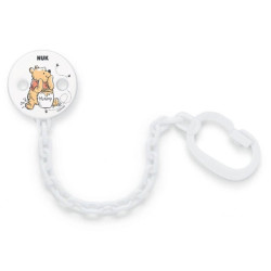 NUK - Disney Baby Winnie the Pooh Αλυσίδα Πιπίλας (λευκό με γκρι αλυσίδα) - 1τεμ
