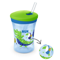 NUK - Ποτηράκι Πλαστικό 12m+ Action Cup Με Καλαμάκι Μπλε Χρώμα - 230ml