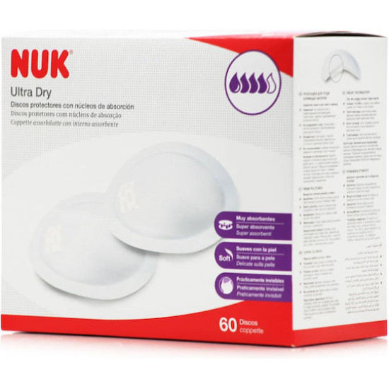 Nuk - Ultra Dry Comfort Επιθέματα Στήθους με Πυρήνα Συγκράτησης της Υγρασίας - 60τμχ