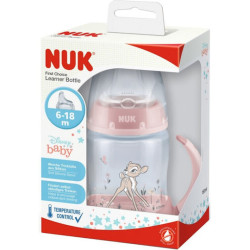 Nuk - Disney Baby First Choice Bambi Pink (6-18m) Μπιμπερό εκπαίδευσης με μαλακό ρύγχος Ροζ Ελαφάκι - 150ml