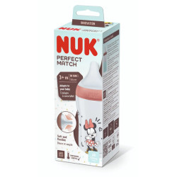 Nuk - Disney Minnie Mouse Perfect Match Μπιμπερό με Μαλακή Θηλή Σιλικόνης και Δείκτη Ελέγχου Θερμοκρασίας για Βρέφη Άνω των 3 μηνών - 260ml