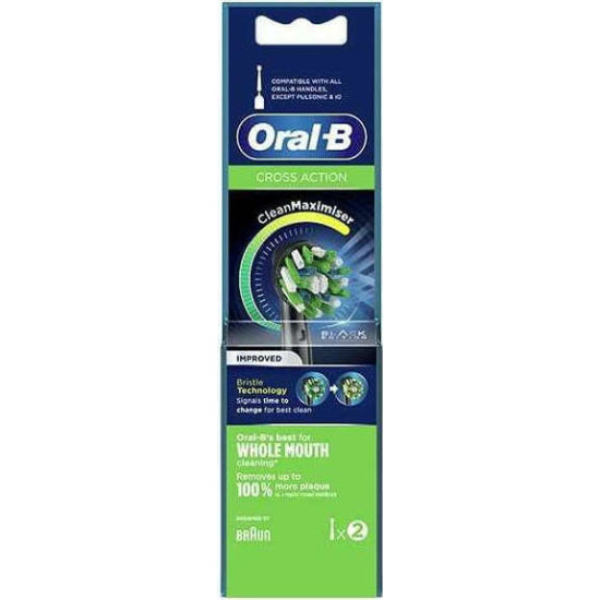 Oral-B - Cross Action Clean Maximiser Black Edition Ανταλλακτικές Κεφαλές για Ηλεκτρική Οδοντόβουρτσα - 2τμχ