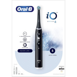 Oral-B - iO Series 6 Electric Toothbrush Black Lava Ηλεκτρική Οδοντόβουρτσα με Χρονομετρητή, Αισθητήρα Πίεσης και Θήκη Ταξιδίου - 1 Τεμάχιο