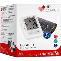 Microlife - HD Corner BP B3 Afib Ψηφιακό Πιεσόμετρο Μπράτσου με τεχνολογία AFIBsens για Aνίχνευση Kολπικής Mαρμαρυγής - 1τμχ