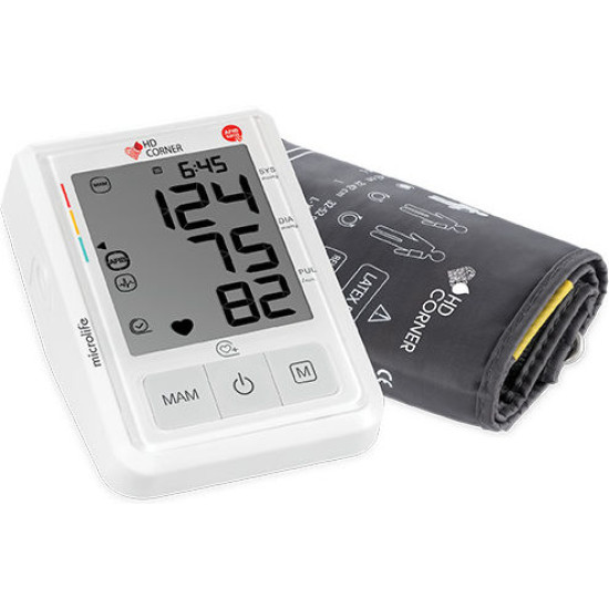 Microlife - HD Corner BP B3 Afib Ψηφιακό Πιεσόμετρο Μπράτσου με τεχνολογία AFIBsens για Aνίχνευση Kολπικής Mαρμαρυγής - 1τμχ