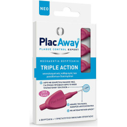PlacAway - Triple Action Μεσοδόντια Βουρτσάκια 0.4mm Ροζ - 6τμχ