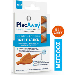 PlacAway - Triple Action Μεσοδόντια Βουρτσάκια 0.45mm Πορτοκαλί - 6τμχ