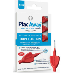 PlacAway - Triple Action Μεσοδόντια Βουρτσάκια 0.5mm Κόκκινα - 6τμχ