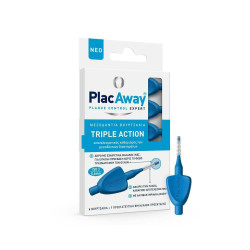 PlacAway - Triple Action Μεσοδόντια Βουρτσάκια 0.6mm Μπλε - 6τμχ