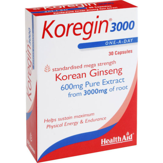 Health Aid - Koregin 3000 Συμπλήρωμα Διατροφής με Τζίνσενγκ για φυσική ευεξία και ενέργεια - 30caps