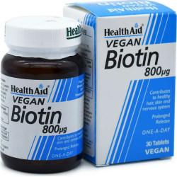 Health Aid - Biotin 800mg Συμπλήρωμα διατροφής για ενίσχυση μαλλιών, δέρματος & νυχιών - 30tabs