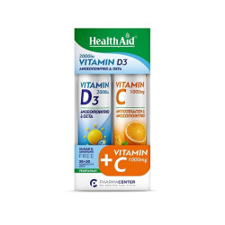 Health Aid - Vitamin D3 2000iu για Ενίσχυση του Ανοσοποιητικού & την Υγεία των Οστών - 20 eff tab & Δώρο Vitamin C 1000mg - 20 eff tab