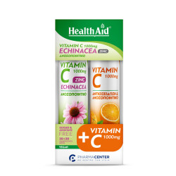Health Aid - Vitamin C 1000mg, Echinacea & Zinc για το ανοσοποιητικό - 20 eff tabs & Δώρο Vitamin C 1000mg - 20 eff tabs