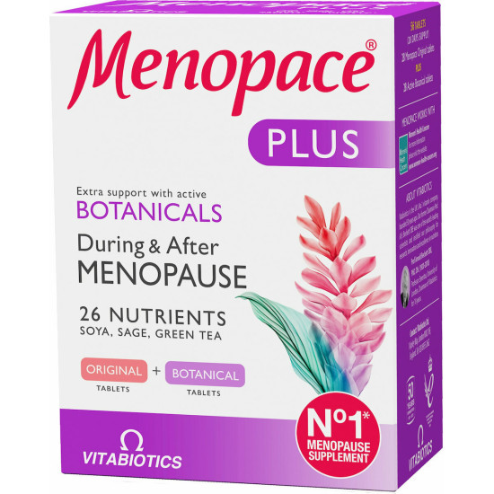 Vitabiotics - Menopace Plus Συμπλήρωμα Διατροφής Ενισχυμένο με Ενεργά Βότανα για τα Συμπτώματα της Εμμηνόπαυσης - 56tabs