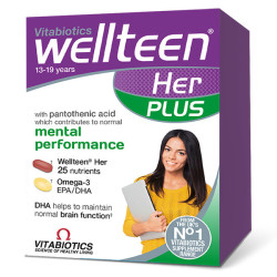 Vitabiotics -  Wellteen Her Plus Συμπλήρωμα Διατροφής για Ενέργεια & Τόνωση σε Κορίτσια & Νεαρές Γυναίκες 13-19 ετών (28tabs & 28caps) - 56tabs
