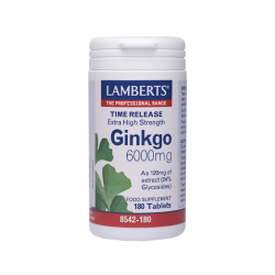 Lamberts - Ginkgo 6000mg Συμπλήρωμα διατροφής για την καλή μνήμη & κυκλοφορία του αίματος στα άκρα - 180tabs