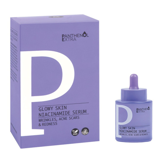 Medisei - Panthenol Extra Glowy Skin Niacinamide Serum Πανίσχυρος Oρός με Νιασιναμίδη 4% και Υαλουρονικό Οξύ για Μείωση Ρυτίδων Σημαδιών Ακμής και Ερυθρότητας - 30ml