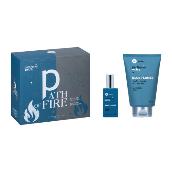 Medisei - Panthenol Extra Promo Path of Fire Blue Flames 3 in 1 Cleanser Ανδρικό Σαμπουάν και Αφρόλουτρο - 200ml & Blue Flames Eau De Toilette Ανδρικό Άρωμα - 50ml