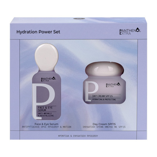Medisei - Panthenol Extra Promo Hydration Power Set Face & Eye Serum Αντιρυτιδικός Ορός Προσώπου & Ματιών - 30ml & Day Cream SPF15 Ενυδατική Κρέμα Ημέρας με SPF15 - 50ml