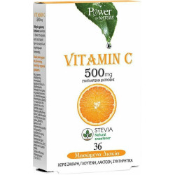 Power of Nature - Vitamin C 500mg Συμπλήρωμα Διατροφής Βιταμίνης C - 36 Μασώμενα Δίσκια