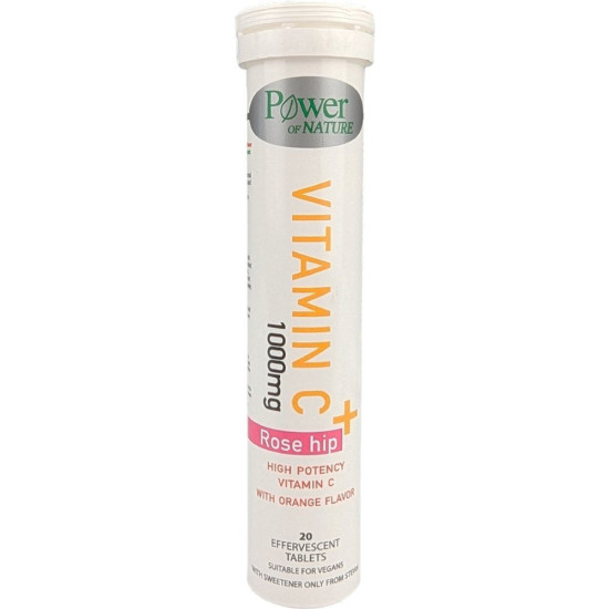 Power of Nature - Vitamin C 1000mg + Rose Hip High Potency Συμπλήρωμα Διατροφής με Βιταμίνη C Υψηλής Ισχύος & Εκχύλισμα Αγριοτριανταφυλλιάς - 20eff tabs