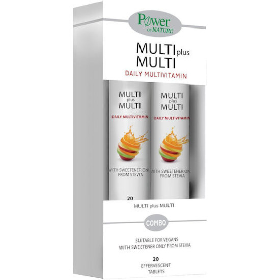 Power Of Nature - Multi plus Multi με Στέβια Πολυβιταμινούχο Συμπλήρωμα Διατροφής  με Γεύση Ροδάκινο - 2X20 αναβράζοντα δισκία 