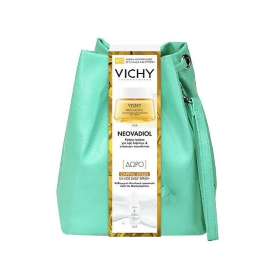 Vichy - Promo Pack Post-Menopause Antisagginess, Κρέμα Ημέρας Για Την Εμμηνόπαυση - 50ml & ΔΩΡΟ Αντηλιακό Προσώπου SPF50+ - 15ml & Μοντέρνο Τσαντάκι