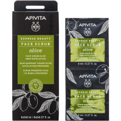 Apivita - Express Beauty Face Scrub Κρέμα Βαθιάς Απολέπισης με ελιά - 2x8ml