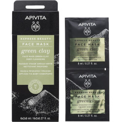 Apivita - Express Beauty Face Mask Μάσκα Προοώπου για Βαθύ Καθαρισμό με Πράσινη Άργιλο - 2x8ml