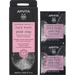 Apivita - Express Beauty Face Μάσκα Προσώπου για Απαλό Καθαρισμό με Ροζ άργιλο - 2x8ml