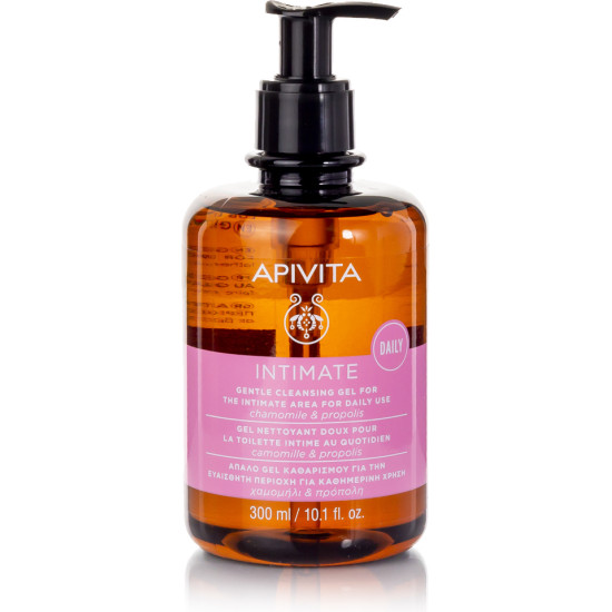 Apivita - Intimate Daily Απαλό Gel Καθαρισμού για την Ευαίσθητη Περιοχή για Καθημερινή Χρήση με χαμομήλι & πρόπολη με αντλία - 300ml