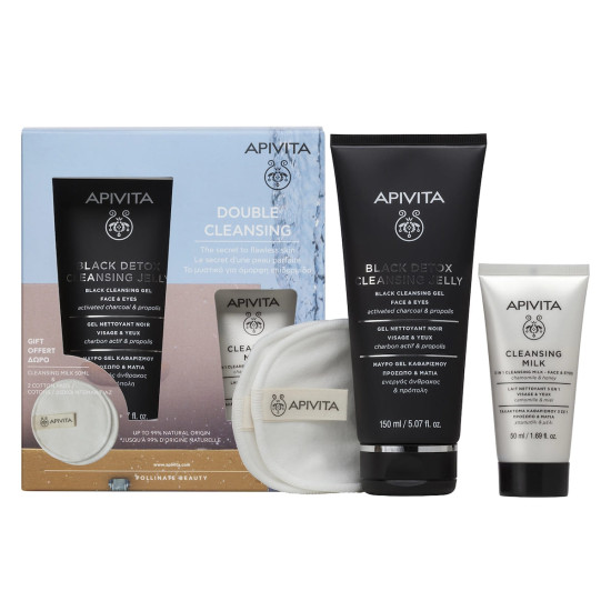 Apivita - PROMO Double Cleansing Gel Καθαρισμού - 150ml Και Δώρο 3σε1 Cleansning Milk - 50ml Και 2 Δίσκοι Ντεμακιγιάζ