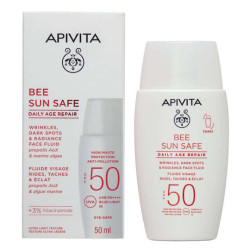 Apivita - Bee Sun Safe Daily Age Repair Face Fluid SPF50 Λεπτόρρευστη Αντηλιακή Κρέμα Προσώπου Λάμψης για Ρυτίδες και Πανάδες - 50ml 