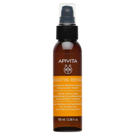 Apivita - Keratin Repair Nourish & Repair Hair Oil Λάδι Θρέψης και Επανόρθωσης για τα Μαλλιά με μέλι & Φυτική Κερατίνη  - 100ml 