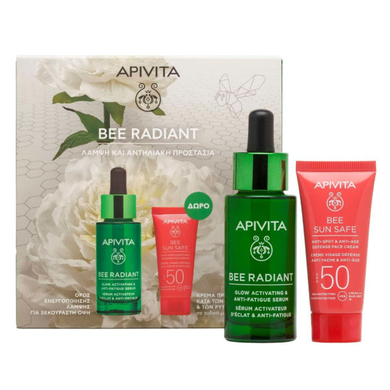 Apivita - BEE RADIANT Ορός Ενεργοποίησης Λάμψης για Ξεκούραστη Όψη - 30ml & Δώρο Κρέμα Προσώπου κατά των Πανάδων & των Ρυτίδων SPF50 - 15ml