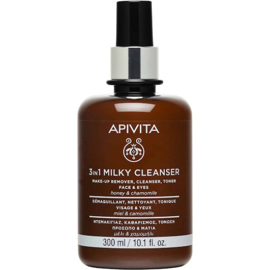 Apivita - Cleansing milk 3 in 1 with chamomile & honey Γαλάκτωμα καθαρισμού 3 σε 1 για πρόσωπο & μάτια με χαμομήλι & μέλι - 300ml