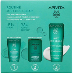Apivita - Promo Routine Just bee Clear Κρέμα Κατά των Ατελειών για το Λιπαρό με Τάση Ακμής Δέρμα - 40ml & ΔΩΡΟ Λοσιόν Σύσφιξης Πόρων - 50ml & ΔΩΡΟ Gel Καθαρισμού - 15ml 