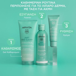 Apivita - Promo Routine Just bee Clear Κρέμα Κατά των Ατελειών για το Λιπαρό με Τάση Ακμής Δέρμα - 40ml & ΔΩΡΟ Λοσιόν Σύσφιξης Πόρων - 50ml & ΔΩΡΟ Gel Καθαρισμού - 15ml 