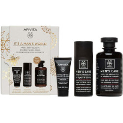 Apivita - Promo It's A Man's Word Men's Care Face and Eye Cream Κρέμα Προσώπου Ματιών - 50ml & Gel Καθαρισσμού - 50ml  και ΔΩΡΟ Σαμπουάν Αφρόλουτρο - 250ml 