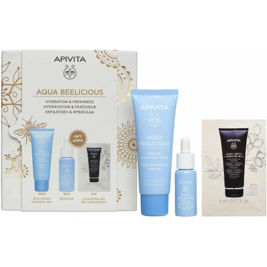 Apivita - Promo Aqua Beelicious Rich Cream Κρέμα Ενυδάτωσης Πλούσιας Υφής - 40ml & ΔΩΡΟ Ορός Αναζωογόνησης & Ενυδάτωσης - 10ml & Black Detox Cleansing Gel - 5ml 